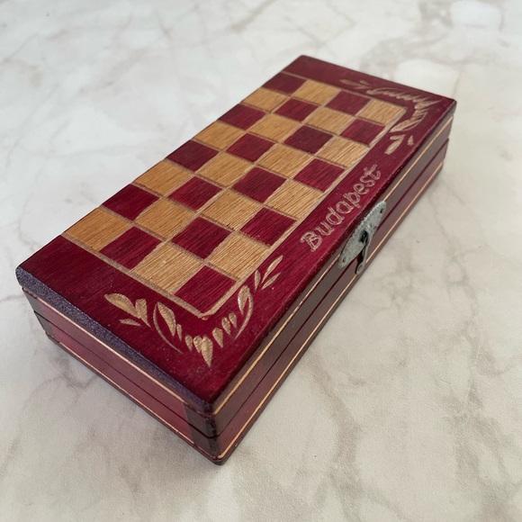 EUC Travel-sized Wooden Chess Set From Budapest Includes all pieces - Picture 3 of 8
